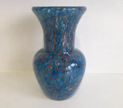 Buy Vintage 1960's Vasart Strathearn Blue Spatter Art Glass Posy Vase 125mm Scottish • 22.99£