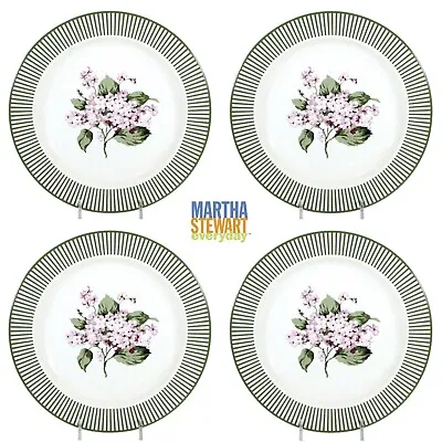 Buy Martha Stewart Everyday HYDRANGEA 8.75  Salad Plate Set 4P Green Stripe MSe Mint • 48.14£