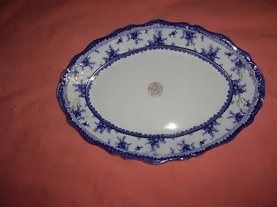 Buy Large Flow Blue Oval Platter John Haddock Royal Vitreous Hamilton England  • 43.16£