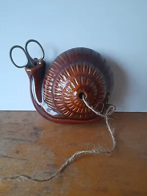 Buy Vintage Denmead Pottery Brown Treacle Glazed Snail String Holder With Scissors • 20£