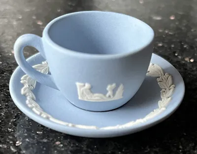 Buy Miniature Wedgewood Blue Jasperware Tea Cup & Saucer Collectable • 15£