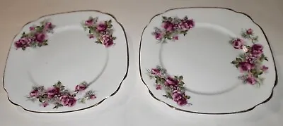 Buy Two Chintz Floral Windsor Bone China Side / Tea Plates Red Roses • 8.99£