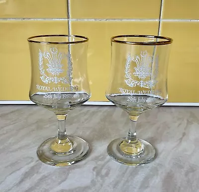 Buy Pair Of Royal Wedding Commemorative Glasses 29th July 1981 Charles & Diana • 4.99£
