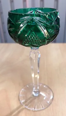 Buy Dark Green Hock Crystal Cut Glass Goblet • 19.99£