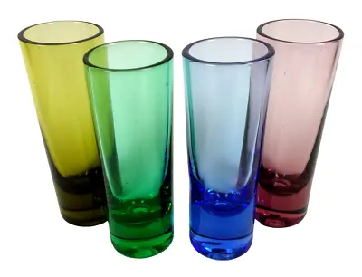 Buy Set Of 4 Tall Shotglass Shooters 2 Oz Multi Color Green Blue Amethyst Shot Glass • 18.22£