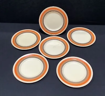 Buy Clarice Cliff Side Plates Orange & Brown Banded Wilkinson Art Deco Hand Painted • 22£