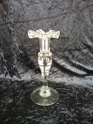 Buy Antique Victorian Ruffle Rim Clear Glass Candlestick • 30£