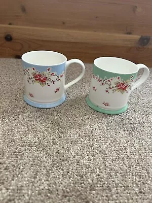 Buy Cath Kidston Cottage Garden Green & Pink Flowers Queens Coffee Mug X 2 • 10.50£