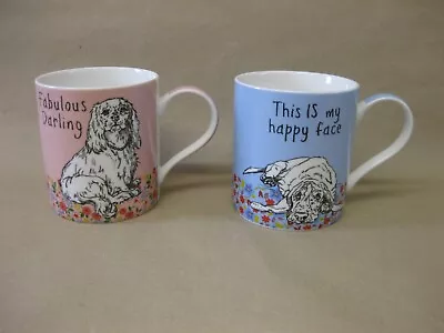 Buy 2 Queens Fine China Companions Mugs ~ Fabulous & Happy ~ Dogs ~ Tea / Coffee Mug • 17.99£