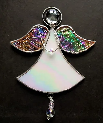 Buy White Angel Suncatcher Stained Glass Quartz Drop Window Hanging Mothers Day Gift • 16.95£