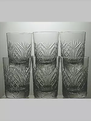 Buy Antique Lead Crystal Cut Glass Set Of 6 Tumblers 3 3/4  - 13A • 69.99£
