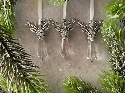 Buy Beautiful Handmade Set Of 3  Hanging Crystal Glass  Christmas Tree Decorations • 8.99£