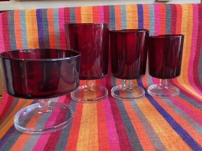 Buy Vintage 70’s Luminarc French Ruby Red Glass Choice Of 4 Sizes Sherry To Sundae • 2£