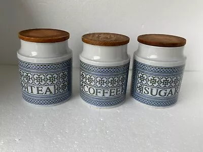 Buy Hornsea Pottery Tea, Coffee And Sugar Jars - Blue Tapestry Pattern • 29.95£