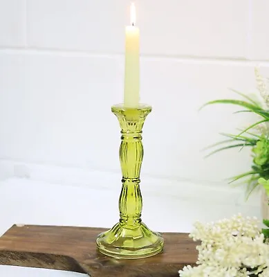 Buy Green Glass Candle Stick Holder Wax Bohome Tabletop Dinner Home Wedding Décor • 10.95£