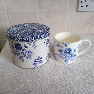 Buy Laura Ashley Mug Blue & White Roses Chintz Cottagecore Floral Cup In Tin • 10.99£