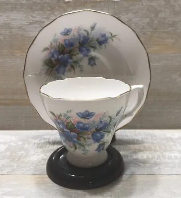 Buy Royal Sutherland H & M Fine Bone China Tea Cup & Saucer Blue Floral Pattern EUC • 18.96£