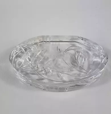 Buy Heavy Clear Glass Engraved Floral Tea Candle Holder 6  • 12.90£
