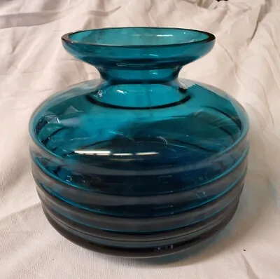 Buy Scandinavian Hooped Glass Vase Turquoise Blue • 18£