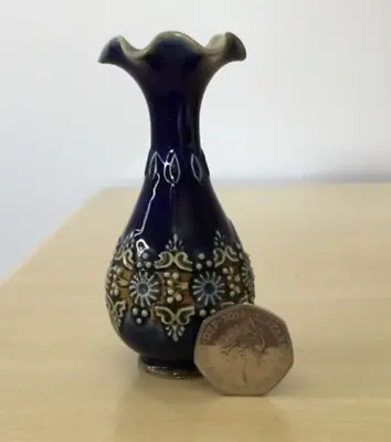 Buy Antique Royal Doulton Lambeth Miniature Fluted Rim Vase • 37.50£