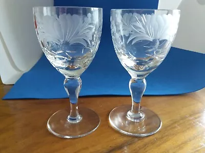 Buy PAIR Of ROYAL BRIERLEY 'HONEYSUCKLE' WINE GLASSES - 5 1/4  • 24£