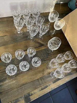 Buy Vintage Cut Glass Set Joblot Sherry Glass Wine Glass Whiskey Glass Crystal?? • 90£