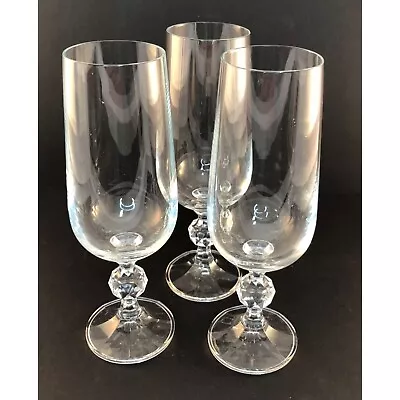 Buy Vintage Claudia Bohemian Crystal Champagne Flute Faceted Ball Stem Czech Set/3 • 28.81£
