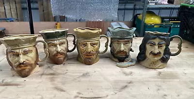 Buy Old Vintage Kingston Pottery Kings Character Toby Jugs/Tankards Collection X5. • 49.99£