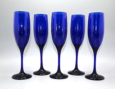 Buy Libbey Champagne Flutes Cobalt Blue 8 3/4  Stemware Set Of 5 • 33.57£