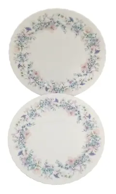 Buy Dinner Plates Set 2 Wedgwood Angela Floral Pink Blue Patter 28cm Diameter • 8£