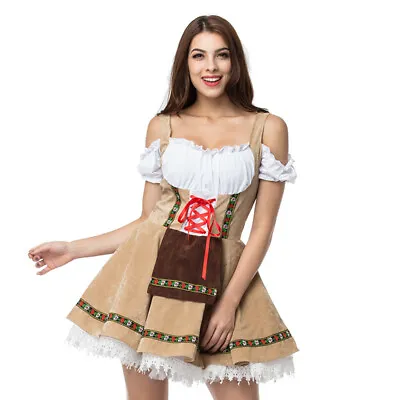 Buy Women's Oktoberfest Costume Beer Maid Bavarian Wench Fancy Dress Lederhosen • 19.99£