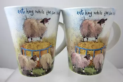 Buy Queens Mug Alex Clark Animal Antics 'Eat Hay' 2 Fine Bone China Mugs • 16£