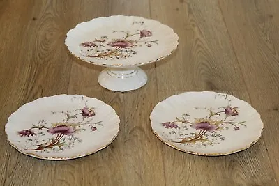 Buy ANTIQUE 1890 W&R CARLTON WARE CAKE STAND & TWO PLATES - POPPY -Rd. No.  157102 • 25£