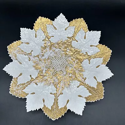 Buy Meissen Porcelain Gold & White Gilded Grape Leaf Plate Germany 7 1/2 In • 179.03£
