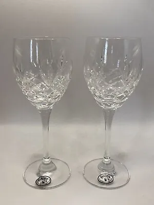 Buy 2 Excellent Vintage BOHEMIA CZECHOSLOVAKIA Lead Crystal Wine Glasses, 18.5cm • 10.49£