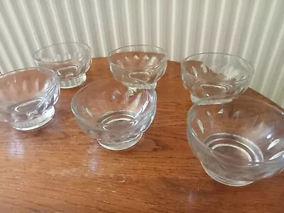 Buy Set Of 6 Glass Clear Footed Desert Ice Cream Bowls Dishes    • 12£