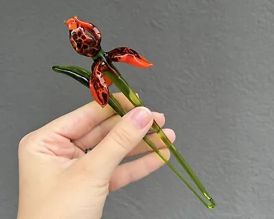 Buy Glass Iris Flower Ornaments - Glass Flower Gift - Glass Iris Flower With Stem • 18.02£