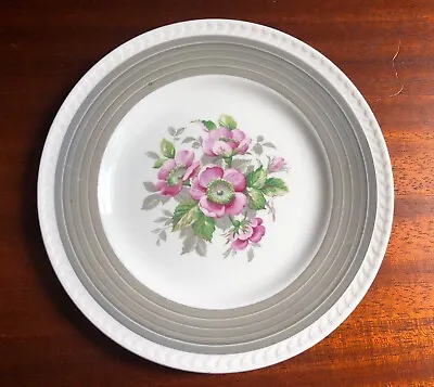 Buy Vintage Portland Pottery Cobridge Plate - Pink / Green Flowers Grey Rim 1950s • 5.99£