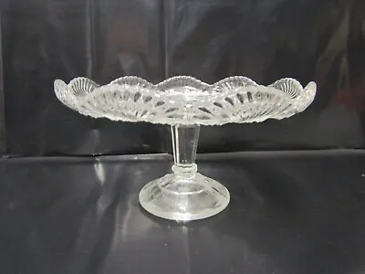 Buy Vintage Small Clear Glass Cake Stand Depression Glass Patterned Edge • 10£