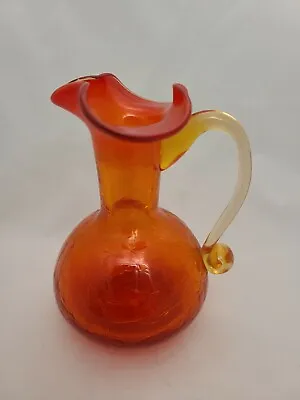 Buy Vintage Red Crackle Glass Pitcher Vase  4.5  • 11.50£