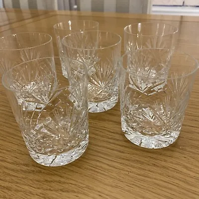Buy 6 Whiskey Crystal Cut Transparent Whiskey Glasses 3.5” Tall • 10£