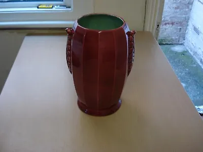 Buy Shorter & Son Stoke On Trent Vintage Tall Red Vase Double Handled • 45£