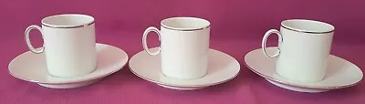 Buy Thomas Germany 3 X White/Platinum Thin Platinum Band Espresso Cup And Saucer • 18£