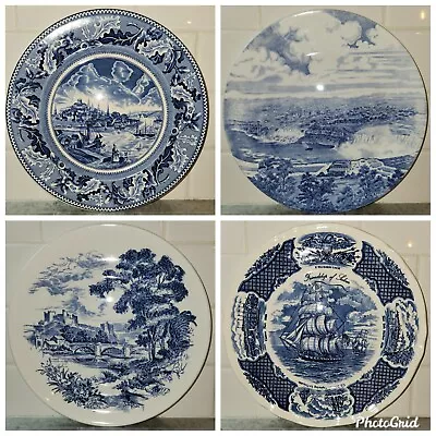 Buy Vintage English Mismatched China Blue & White Transferware Dinner Plates  • 41.58£