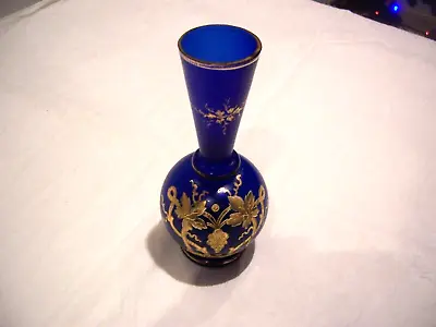 Buy Vintage Cobalt Blue Decorated Vase Blue Glass Vase • 2.99£