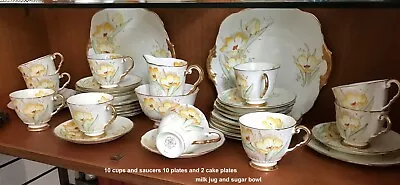 Buy Royal Stafford Bone China Tea Set 10 Piece+Milk Jug/Sugar Bowl/ 2 Serving Plates • 85£
