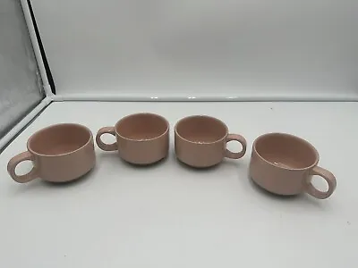 Buy Midwinter Set Of 4 Coral Pink And Beige Stoneware Cups Made In Japan • 28.88£