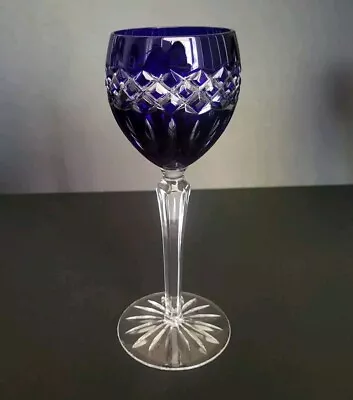 Buy Ajka Hungary Cobalt Blue Cadessia Crystal Wine Hock Glass • 70.87£