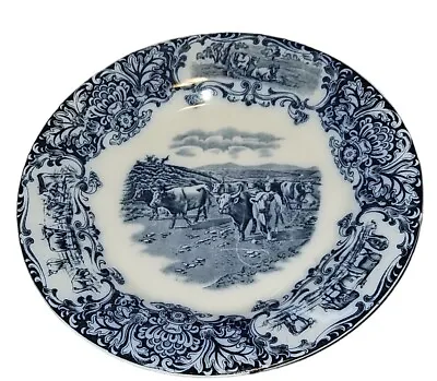Buy Antique Wedgwood Flow Blue Plate Cows Pattern  C1890 Transferware 10  Imperfect  • 48.21£