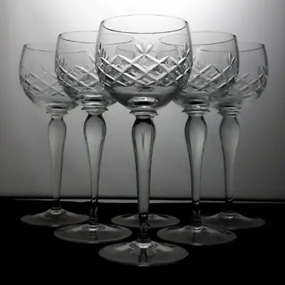 Buy 6x Cut Crystal 18cm Hock Wine Glasses - Vintage • 34£